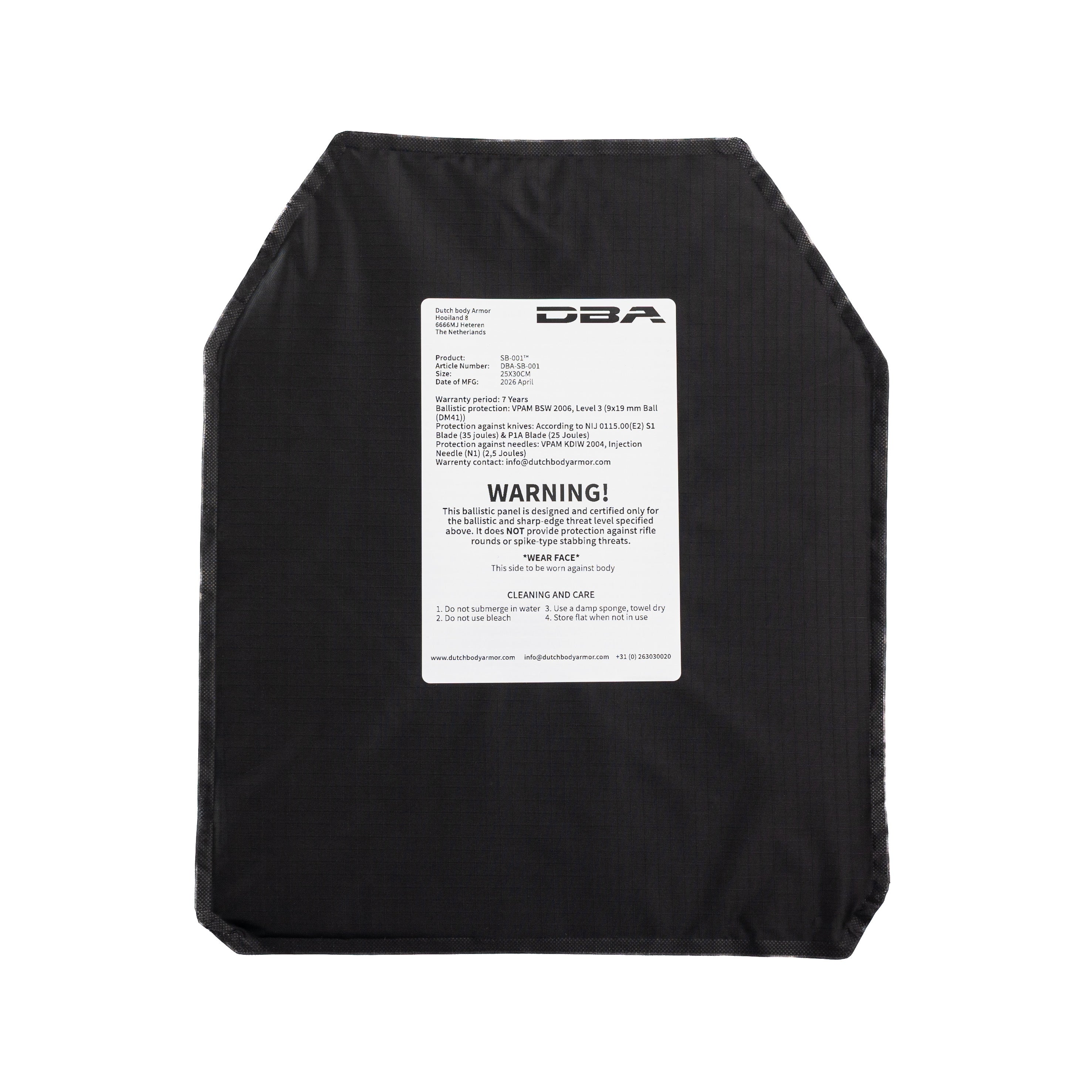 JB NBC 盾 DBA Soft Armor Panels | Dutch Body Armor