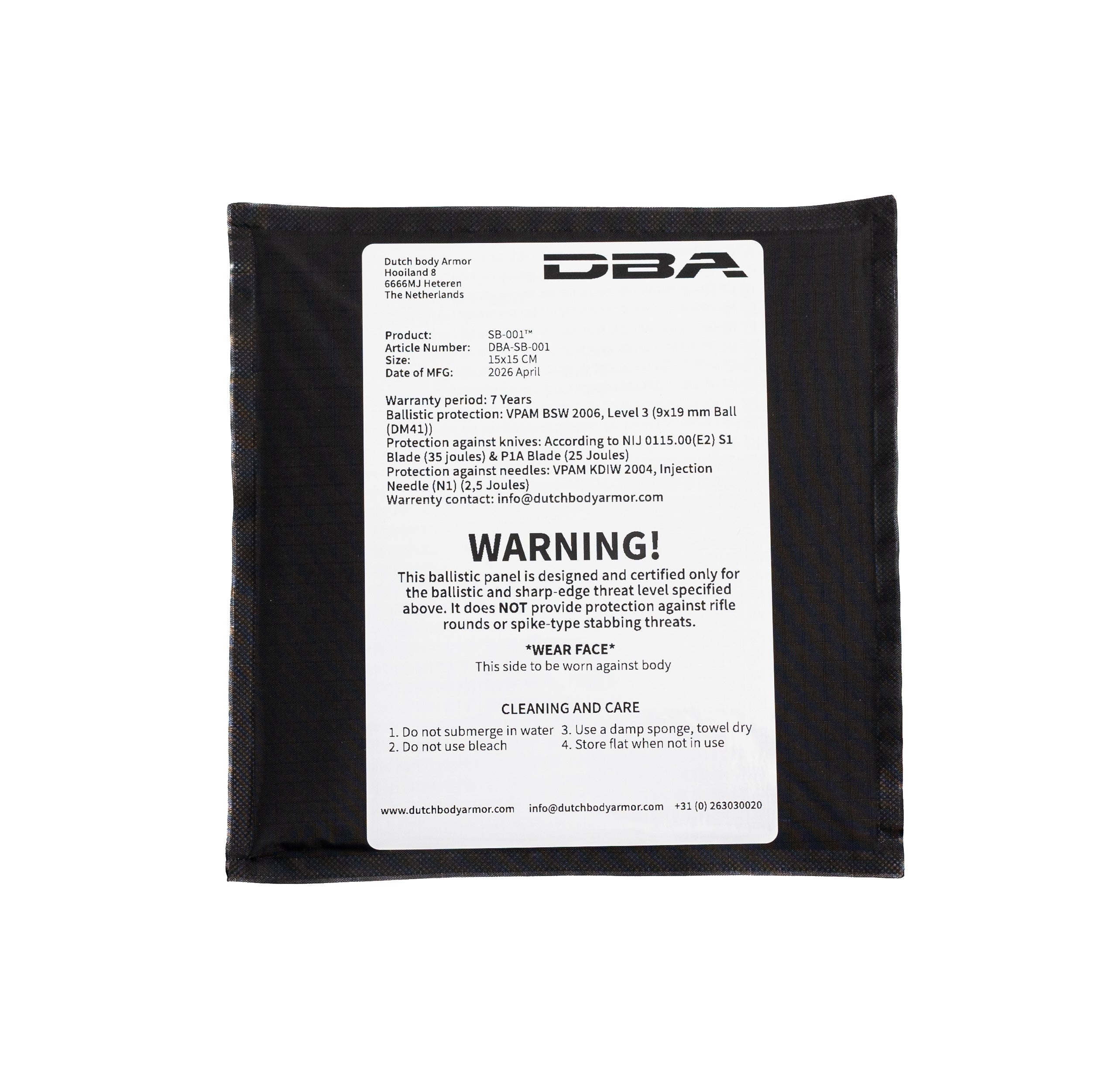 DBA SB 001™ BALLISTISCHE SCHUTZPANELE