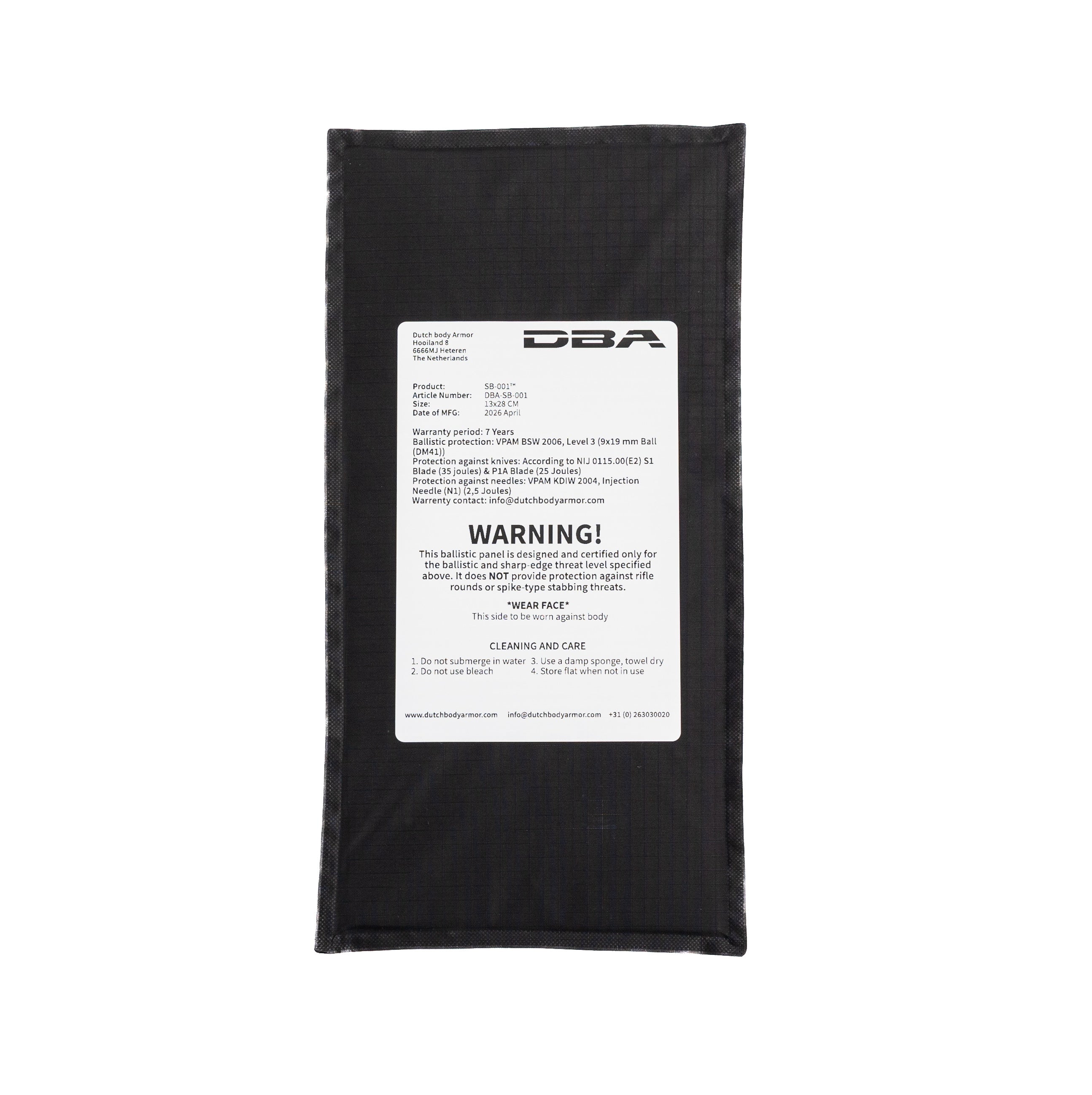 DBA Soft Armor Panels | Dutch Body Armor