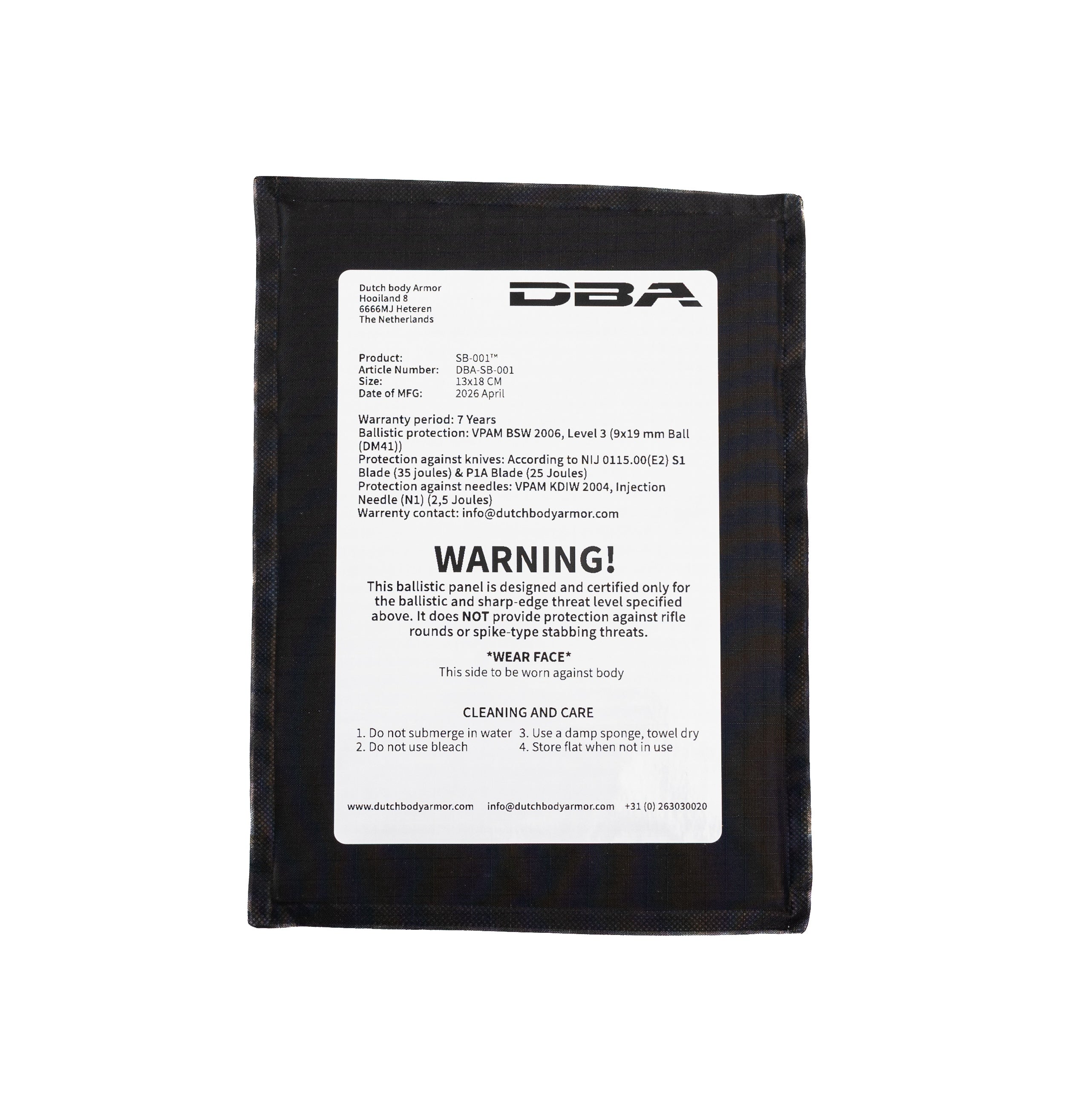 DBA SB 001™ BALLISTISCHE SCHUTZPANELE